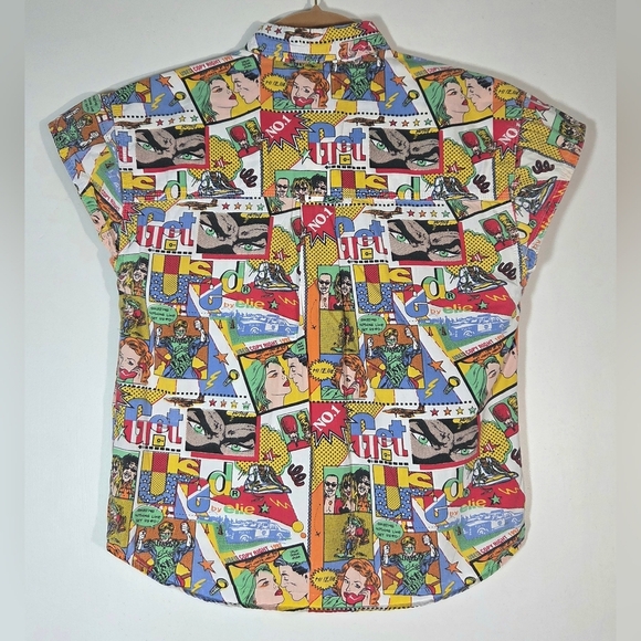 VINTAGE GET USED BY ELIE COMIC BUTTON DOWN SHIRT. - Picture 3 of 4